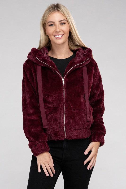 Women's Coats & Jackets Fluffy Zip-Up Teddy Hoodie