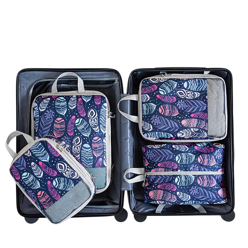 Foldable Packing Cubes for Travel - Compressed 4-Piece Set