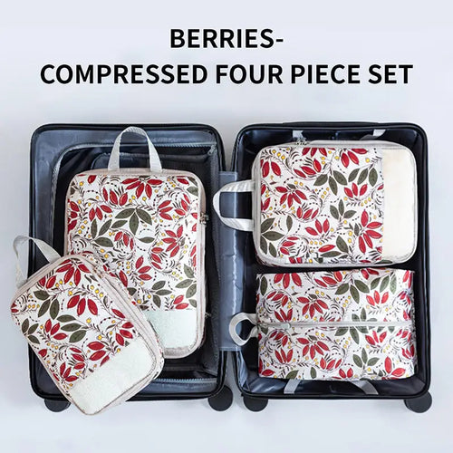 Berries foldable packing cubes for travel, set of four, durable material