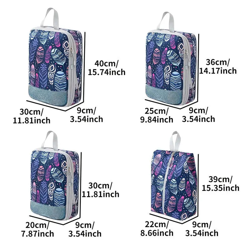 Colorful foldable packing cubes for travel, versatile and durable