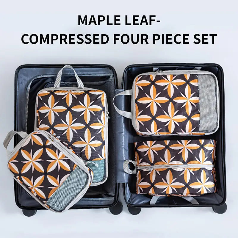 Maple leaf foldable packing cubes for travel in a suitcase