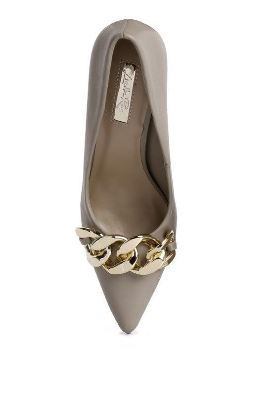 Women's Shoes - Heels Fontana Grey Chain Detail High Heeled Sandals