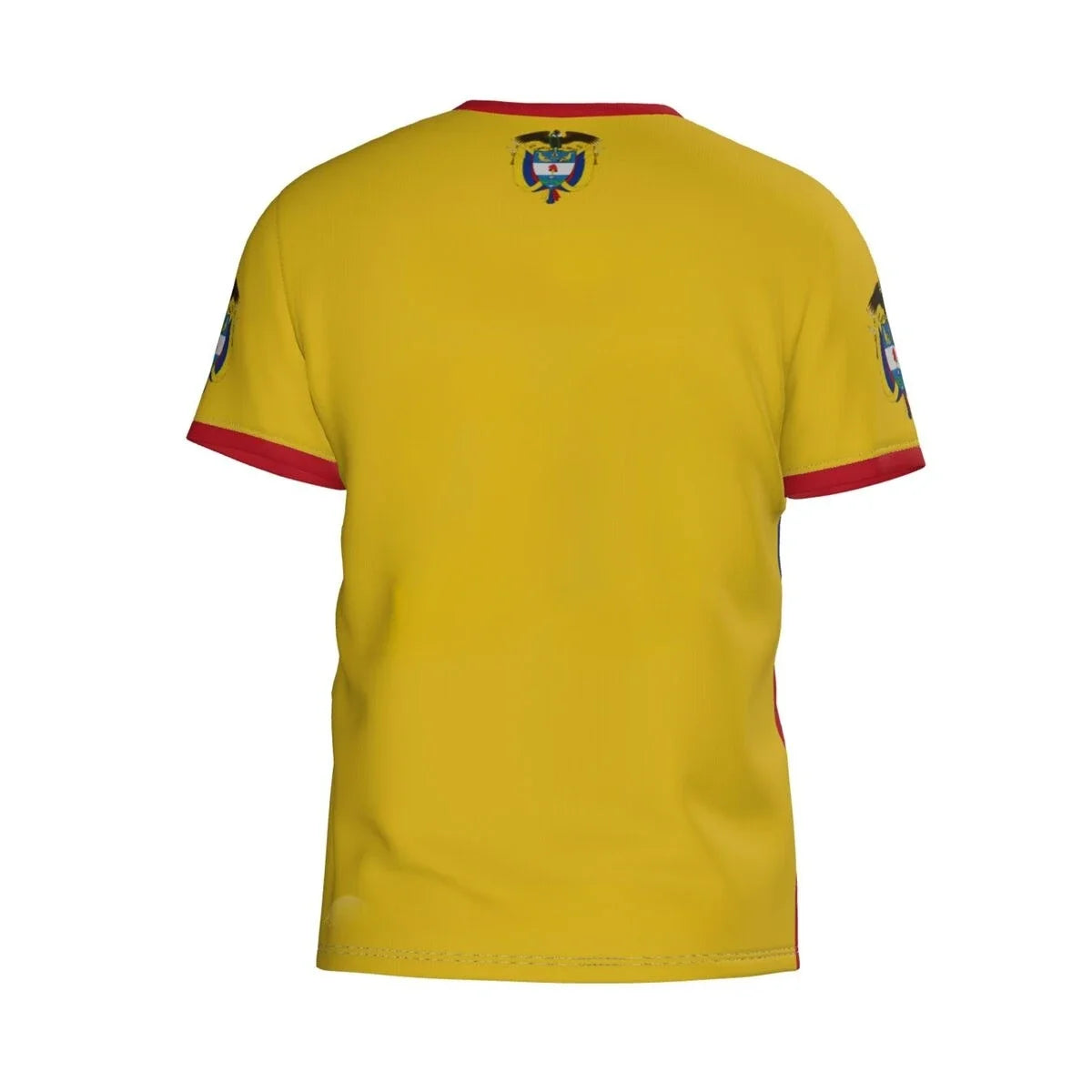 Yellow football soccer jersey with red accents for casual wear