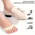 Beige forefoot pad protectors for pain relief with versatile shoe compatibility.