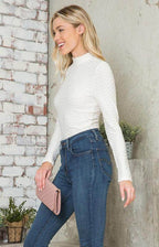 Andante USA form-fitting travel bodysuit in white designed for stylish comfort and travel versatility
