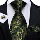 Elegant green and black patterned formal neck tie for men from VacationGrabs, perfect for special occasions