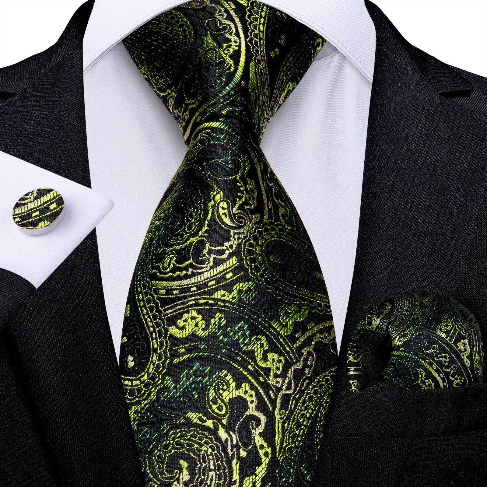 Elegant green and black patterned formal neck tie for men from VacationGrabs, perfect for special occasions