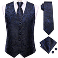 Men's blue paisley vest set, formal wear for mens, perfect for events