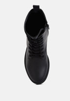 Forter Faux Leather Lace Up Boots
