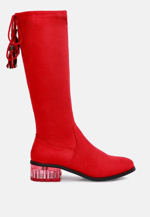 Women's Shoes - Boots Francesca Tassels Detail Short Heel Calf Boot