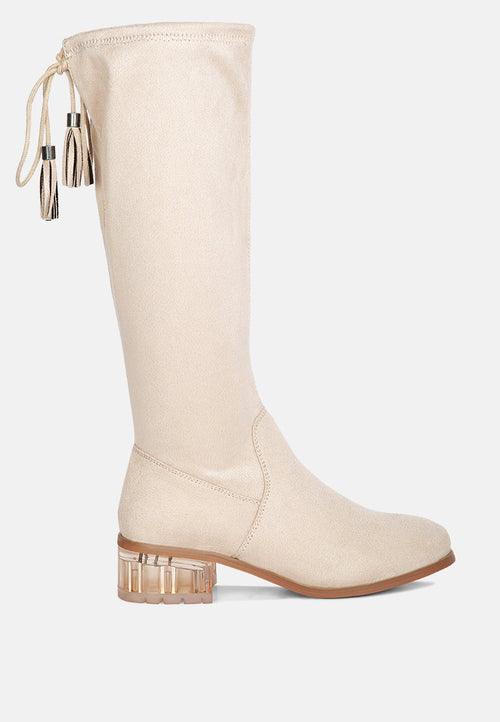 Women's Shoes - Boots Francesca Tassels Detail Short Heel Calf Boot