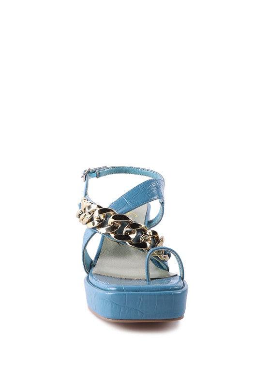 Women's Shoes - Heels Frecklin Metal Chain Strap Croc Block Sandal