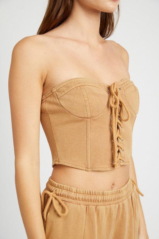 Women's Shirts French Terry Strapless Bustier Top