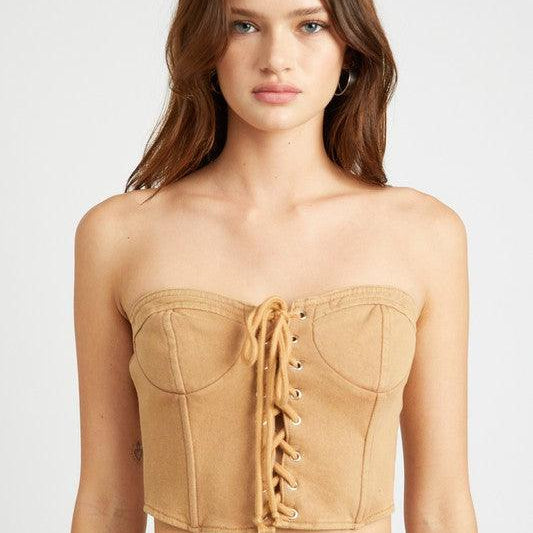 Women's Shirts French Terry Strapless Bustier Top