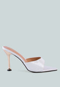 French Cut Croc Texture Patent Faux Leather Sandals