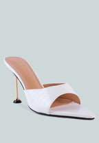French Cut Croc Texture Patent Faux Leather Sandals