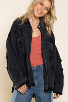 Women's Coats & Jackets Fringe Distressed Oversized Jacket