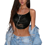 Chic Black Crop Top for Women - Casual Summer Style