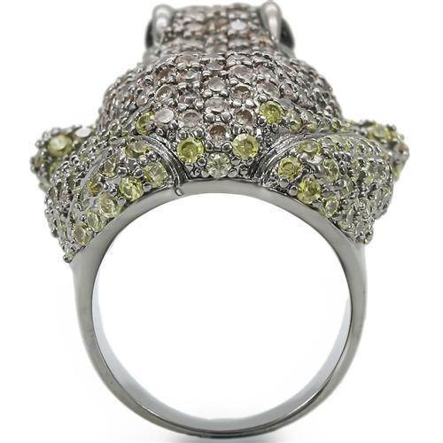 Frog lovers jewelry for women featuring a detailed frog-shaped ring adorned with sparkling gemstones