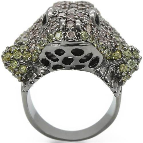 Frog lovers jewelry for women featuring a jeweled frog ring with intricate detailing and vibrant colors