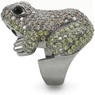 Frog shaped ring adorned with sparkling stones for frog lovers jewelry for women