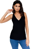 Women's Shirts Front And Back Deep V-Neck Tank Top