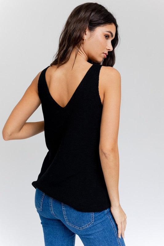 Women's Shirts Front And Back Deep V-Neck Tank Top