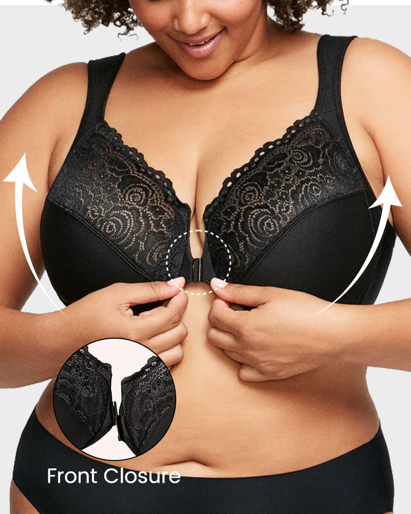 SheCurve Front Closure Underwire Bra with Lace Details for Comfortable Support