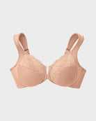 SheCurve front closure underwire bra in nude with lace detailing for comfort and style