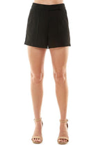 Women's Shorts Front Pintuck Accent Shorts In Black And White