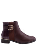 Frothy Buckled Ankle Boots With Croc Detail