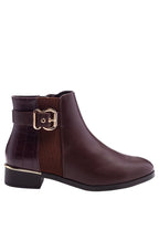 Frothy Buckled Ankle Boots With Croc Detail