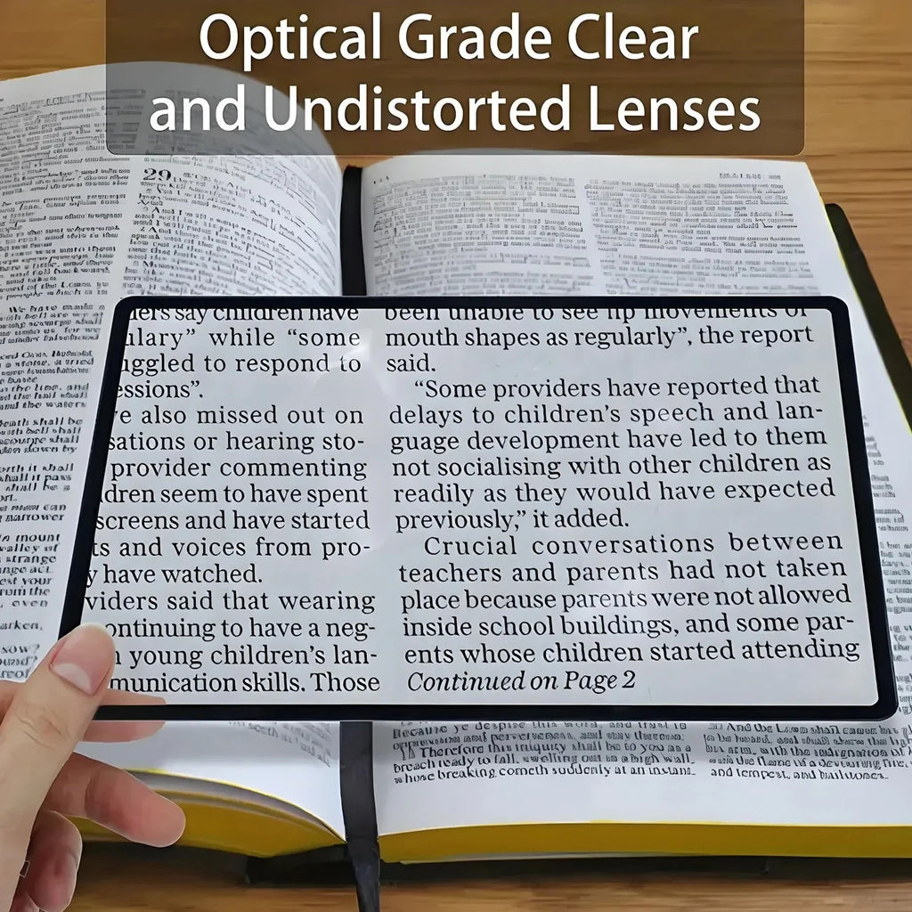 full page magnifier for reading, optical grade clear lenses for easy text viewing