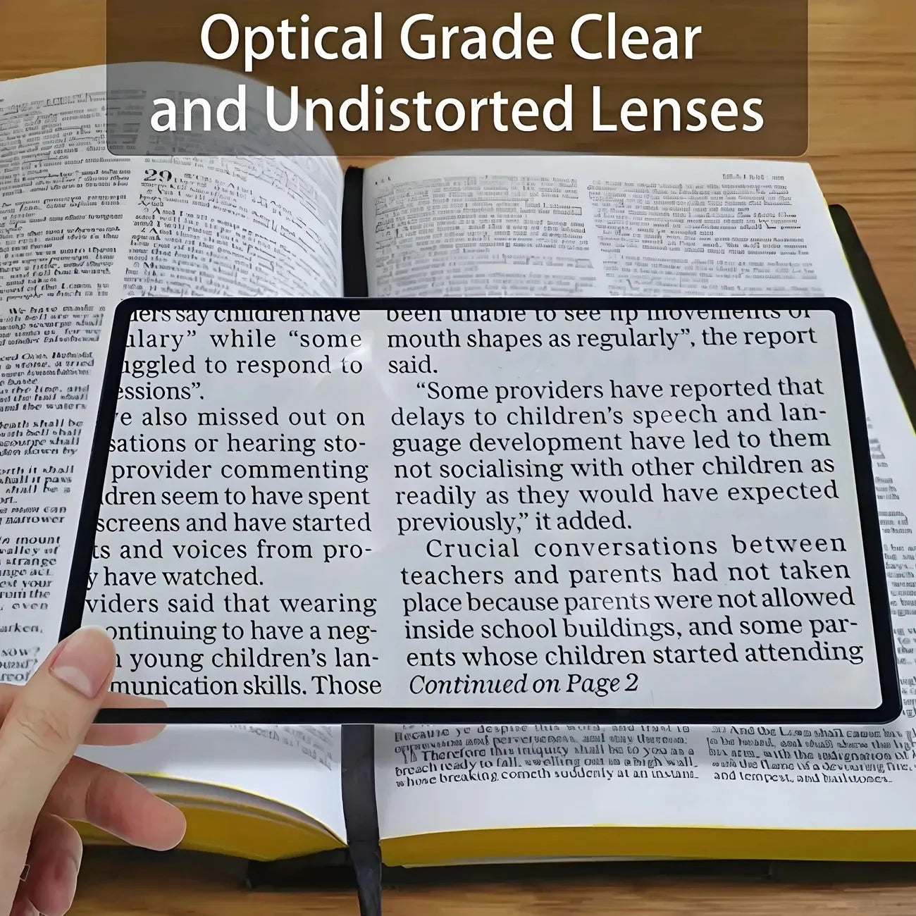 full page magnifier for reading, optical grade clear lenses for easy text viewing