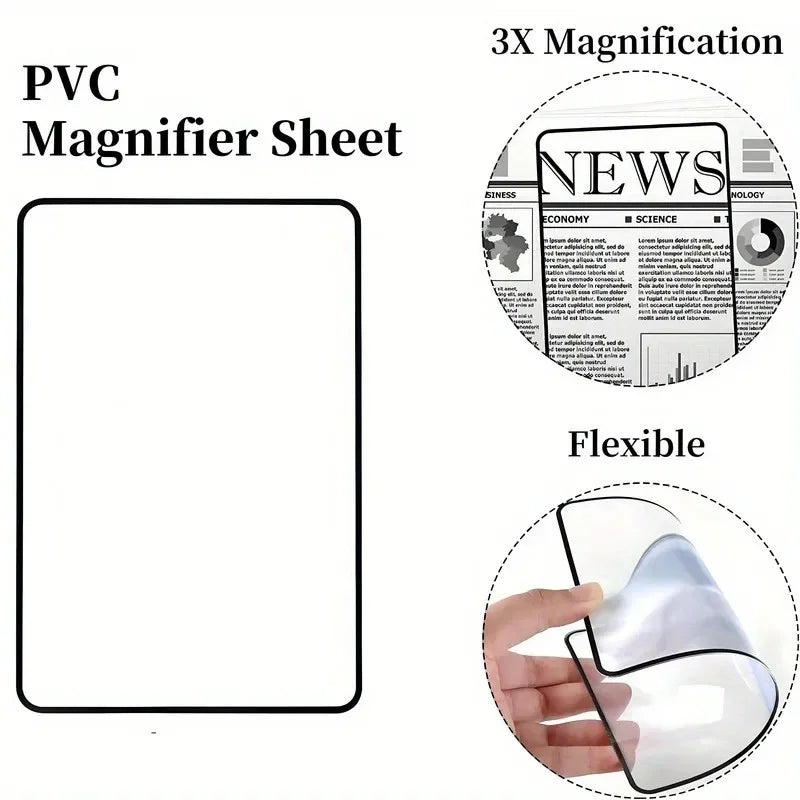 PVC full page magnifier for reading, flexible with 3X magnification