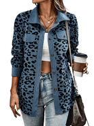 Women's Sweaters - Cardigans Full Size Leopard Buttoned Jacket