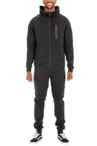 Men's 2PC Track Set by WEIV featuring a full zip jacket and pants in black for a stylish athletic look