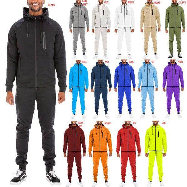 WEIV Men's 2PC Track Sets featuring a full zip jacket and pants in multiple colors