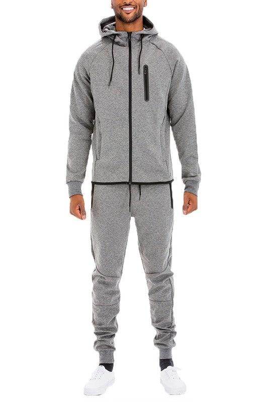 WEIV Men's 2PC Track Set featuring a full zip jacket and pants for comfortable everyday wear