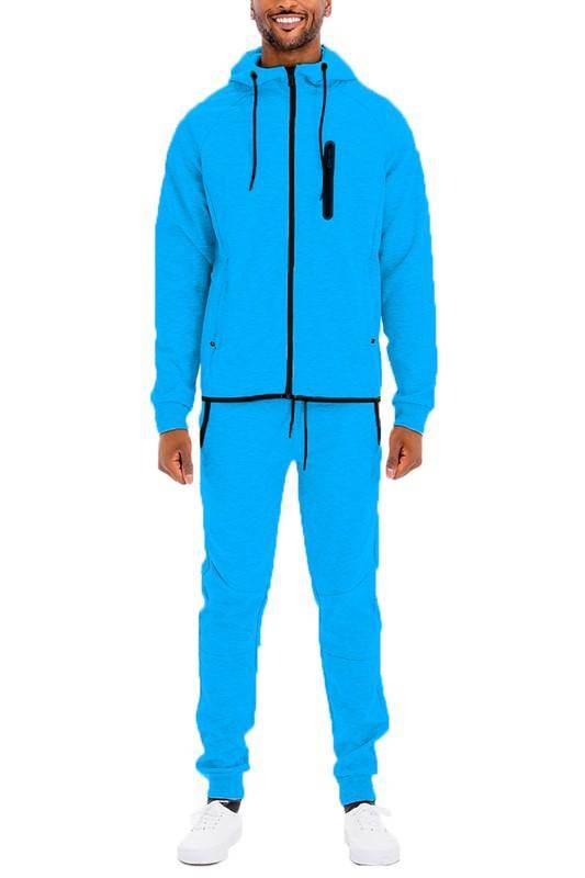 Men's 2PC Track Set in Blue featuring full zip jacket and pants for stylish comfort
