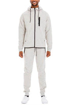 Men's WEIV 2PC Track Set featuring a full zip jacket and pants in light grey