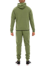 WEIV Men's 2PC Track Set featuring a full zip jacket and pants in olive green for sporty style