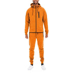 WEIV Men's 2PC Track Set with full zip jacket and pants in vibrant orange color