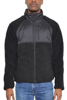 WEIV full zip sherpa jacket in black with a sleek design and soft fleece for warmth