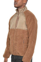WEIV full zip sherpa jacket in brown with soft fleece material and zippered pockets