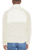 Men's WEIV full zip sherpa jacket in cream color with a cozy design perfect for cold weather