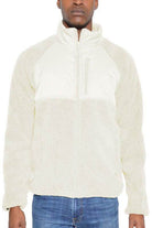 WEIV full zip sherpa jacket in cream color with a soft, cozy texture for warmth and comfort