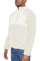 Men's WEIV full zip sherpa jacket in soft cream color with side pockets and a stylish design