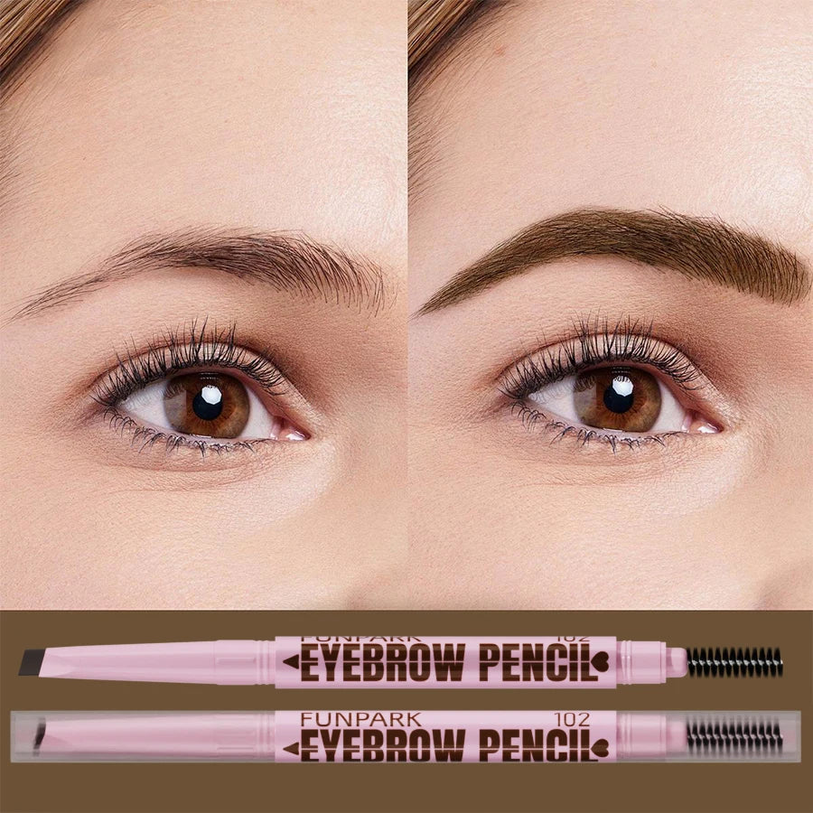 waterproof eyebrow pencil for women in pink with dual-sided brush