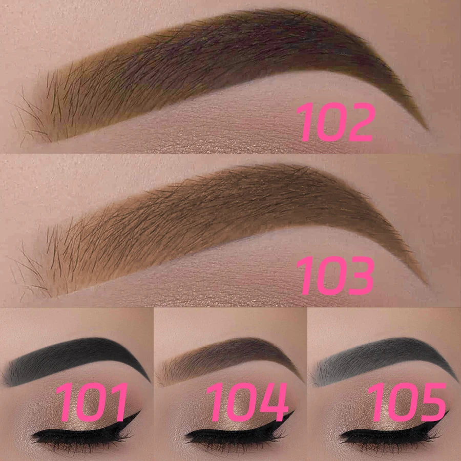 Waterproof eyebrow pencil for women, swatches in shades 101 to 105